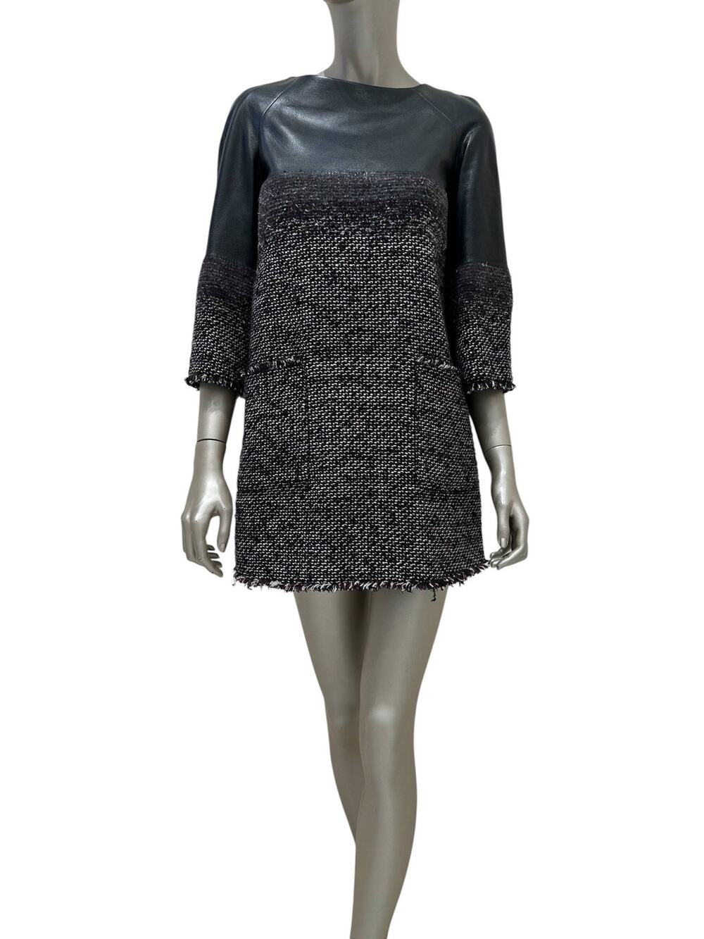 Chanel Tweed & Leather Dress Sz/36
